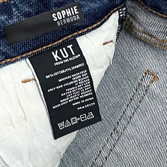 NWT Kut From The Kloth Sophie Distressed Denim Bermuda Shorts Include Wash - Picture 6 of 9